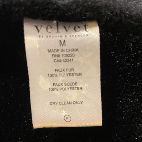 VELVET by Graham & Spencer Black Faux Suede Fur Shearling shawl collar jacket - Picture 5 of 5